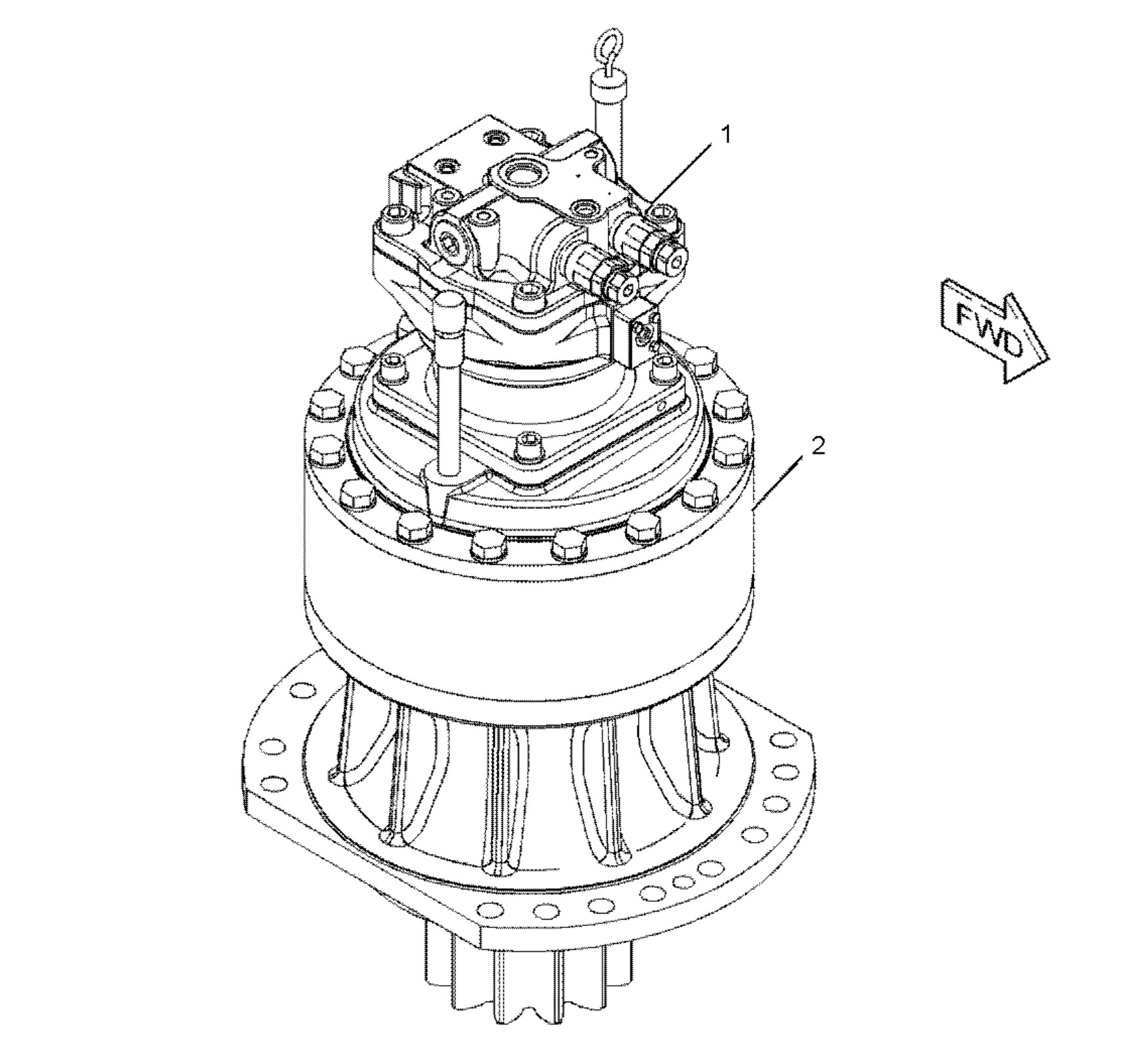 E374D Excavator Swing Device M2X210 374F Hydraulic Swing Device
