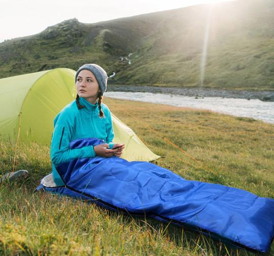 Quality Rectangular Structure Camping Sleeping Bag Polyester Fiber For Adults for sale