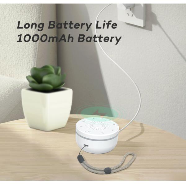 Portable White Noise Machine with Night Light 30 Sounds Rechargeable