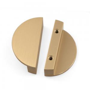 China 120mm Gold Brass Color Half Moon Modern Drawer Pulls Aluminum Cabinet Handles With Screws wholesale