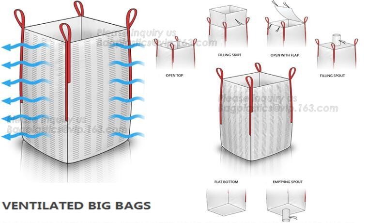 customizable PP u-panel baffle big bag /coated white woven PP jumbo bag/ventilated 4 panel baffle bag/all colors availab