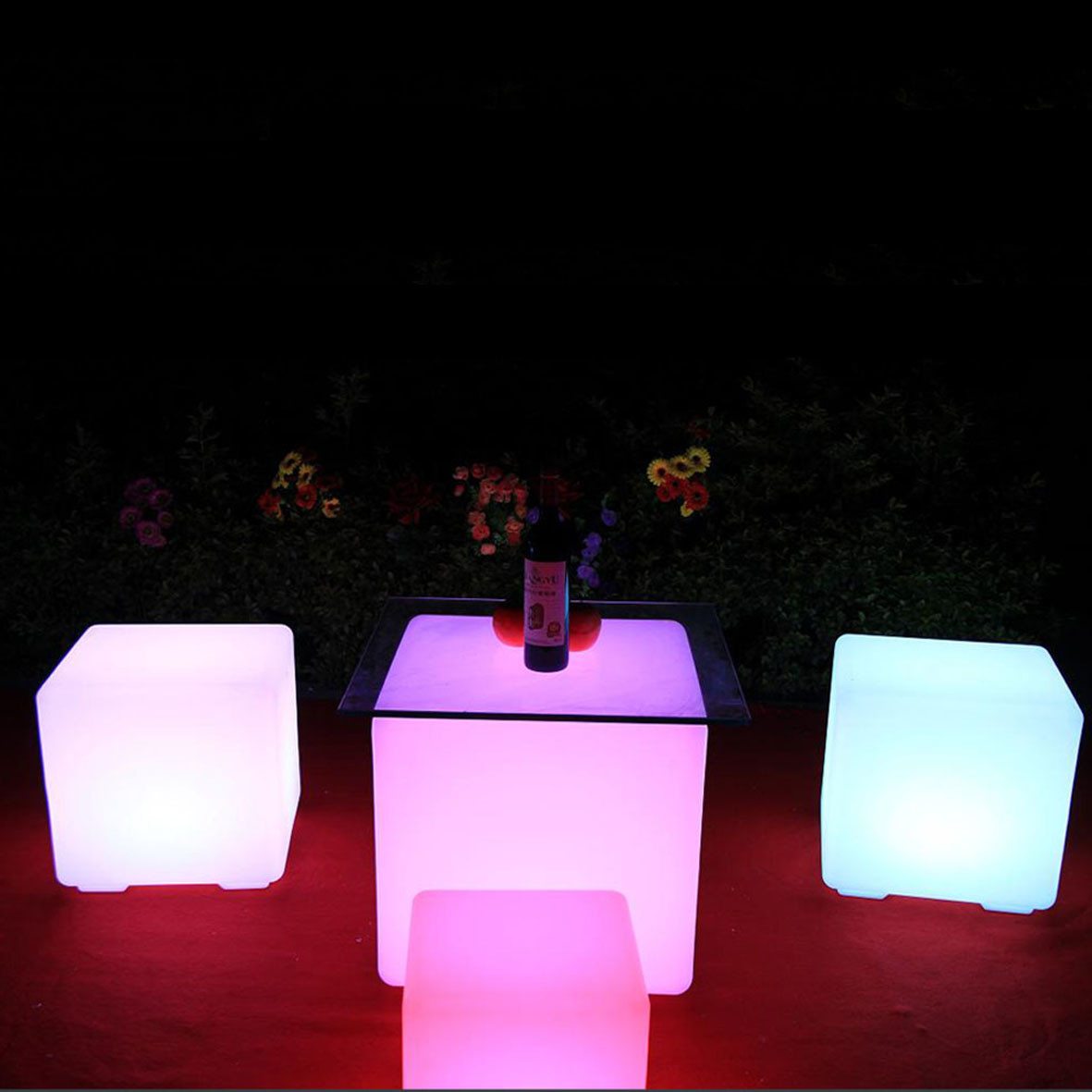 Remote Control Rgb Color Changing Battery Rechargeable Plastic Illuminated Cube Light