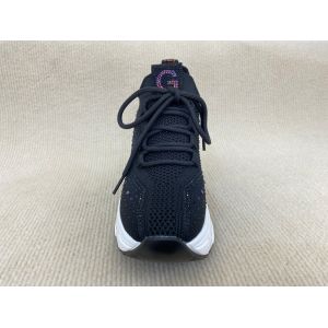 Bling Crystal Platform Loafers Black