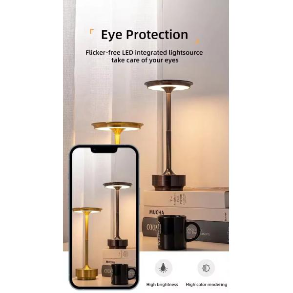 5v Rechargeable Led Desk Lamp Touch Switch 2000mAh With Three Color Dimming