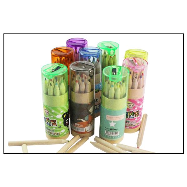 Pencil 12 Colored Pencils With Topper Sharpener Tube Packing Colorful Wooden Pencil