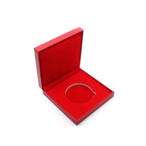 China 75*85*36mm Commemorative Coin Boxes Leatherette Covered Square Coin Medal Box on sale