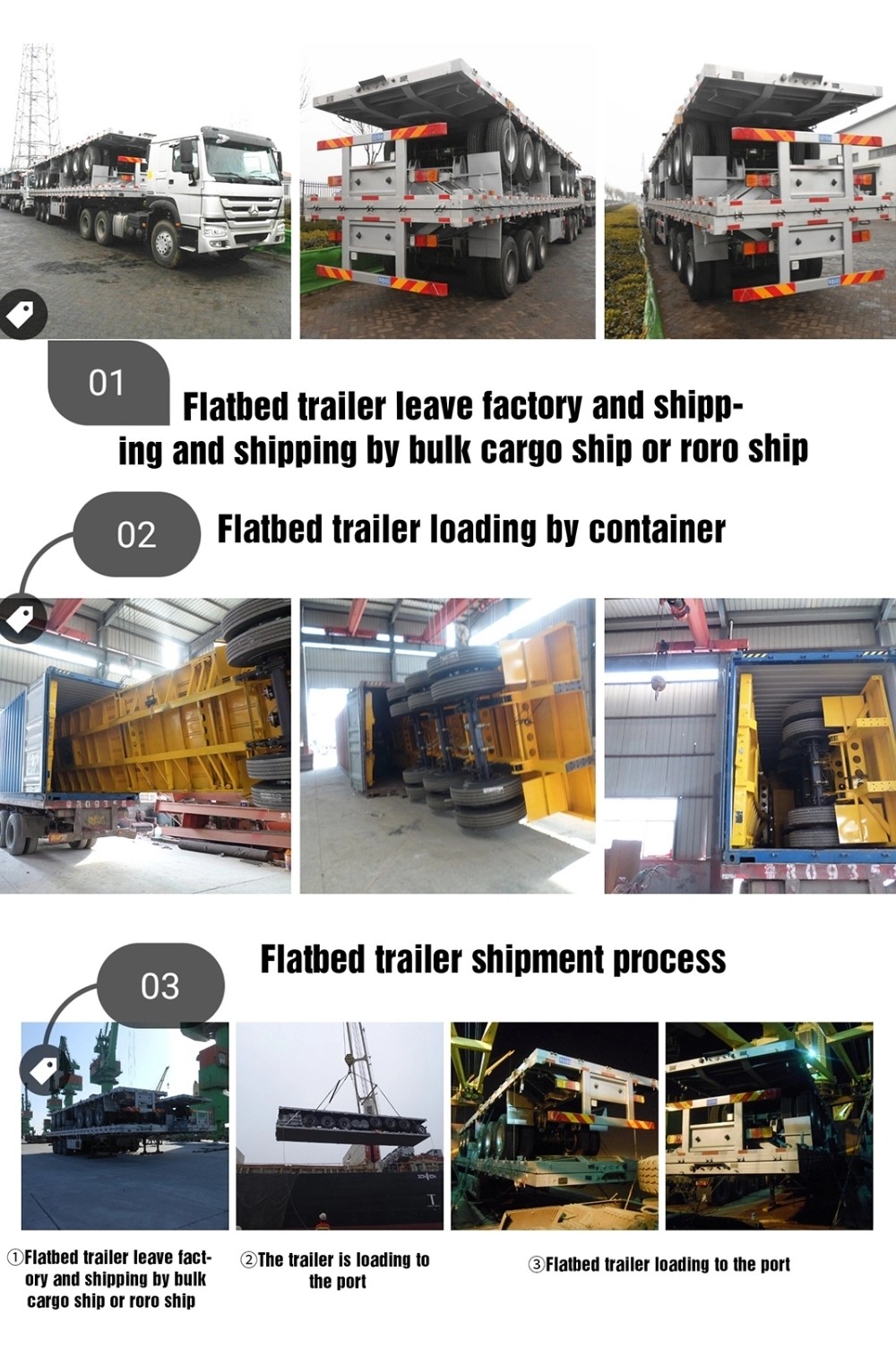40 Feet 60 Ton Used Tri Axle Flatbed Semi Trailers For Sale