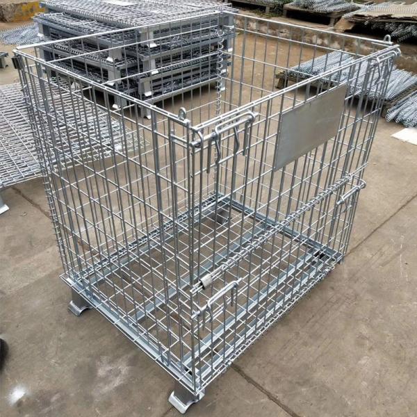 Stackable Galvanized Storage Foldable Wire Mesh Container With Optional Wheels