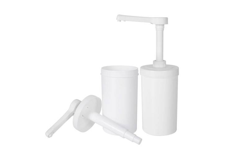 Food Grade Plastic Dispenser Pump 1Liter Container With Non-removable Sauce Pump Of 10/15/20/30ml Dosage