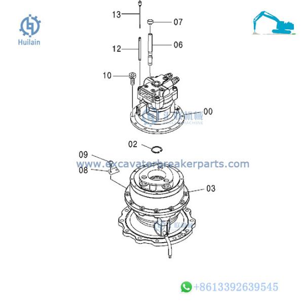 EC210B EC Excavator Swing Motor Hydraulic Parts Slew Device KPM M5X130CHB