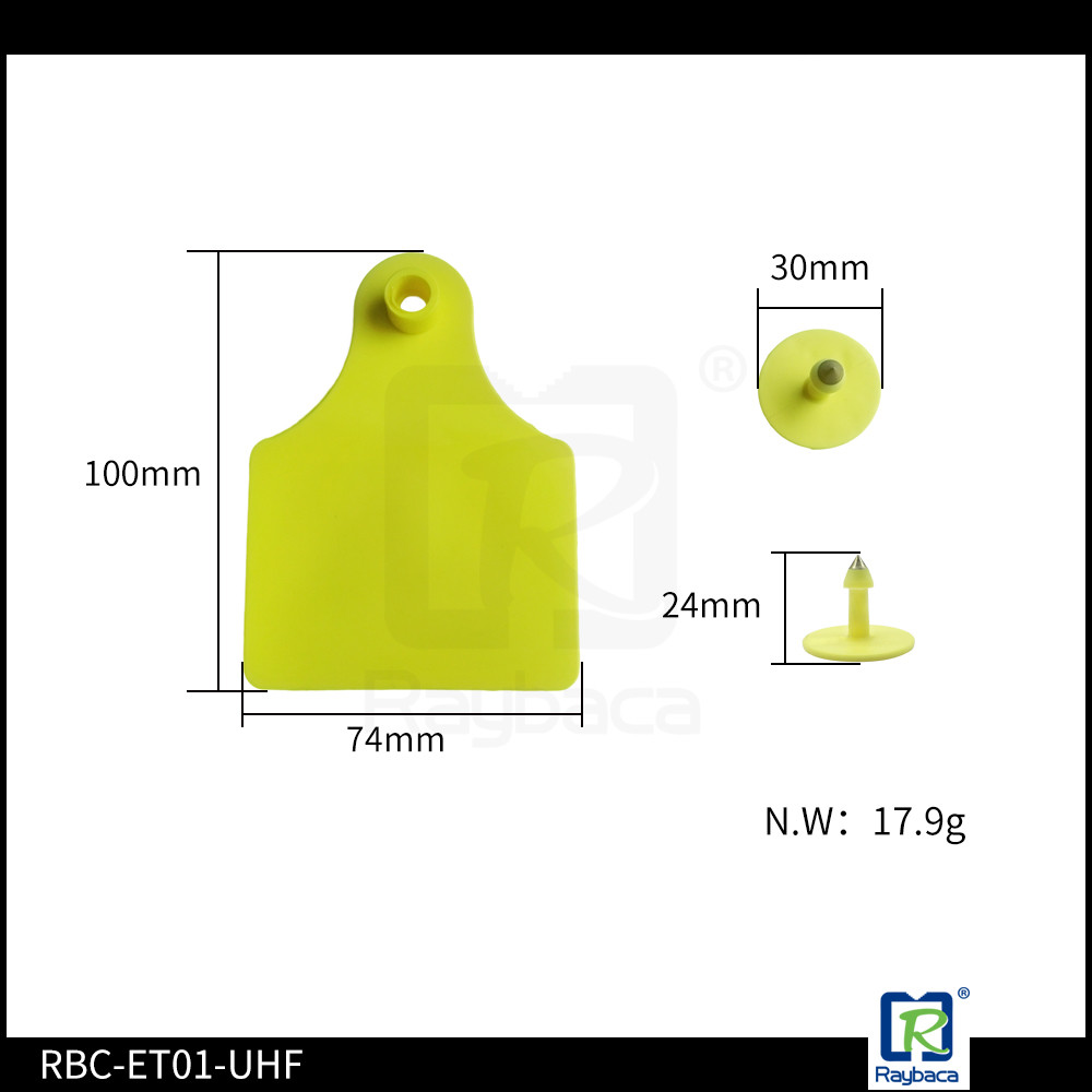 Large Rectanguar Custom Cow Ear Tags , Cattle Identification Tags ISO11784/5 FDX - B