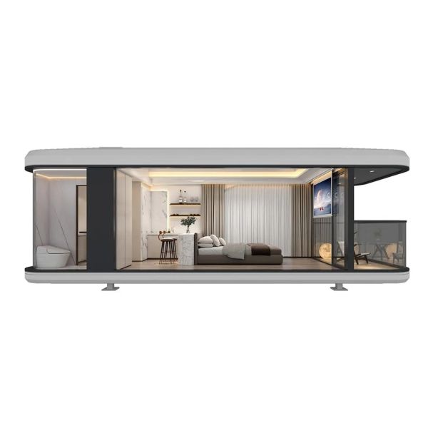 Container house kitchen and dining area with modern fixtures