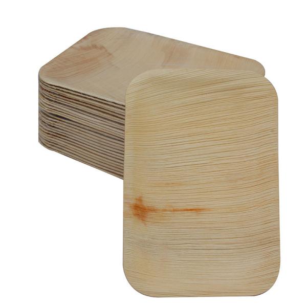 Quality 9x6" Compostable Palm Leaf Disposable Plates , Rectangle Biodegradable Leaf Plates for sale