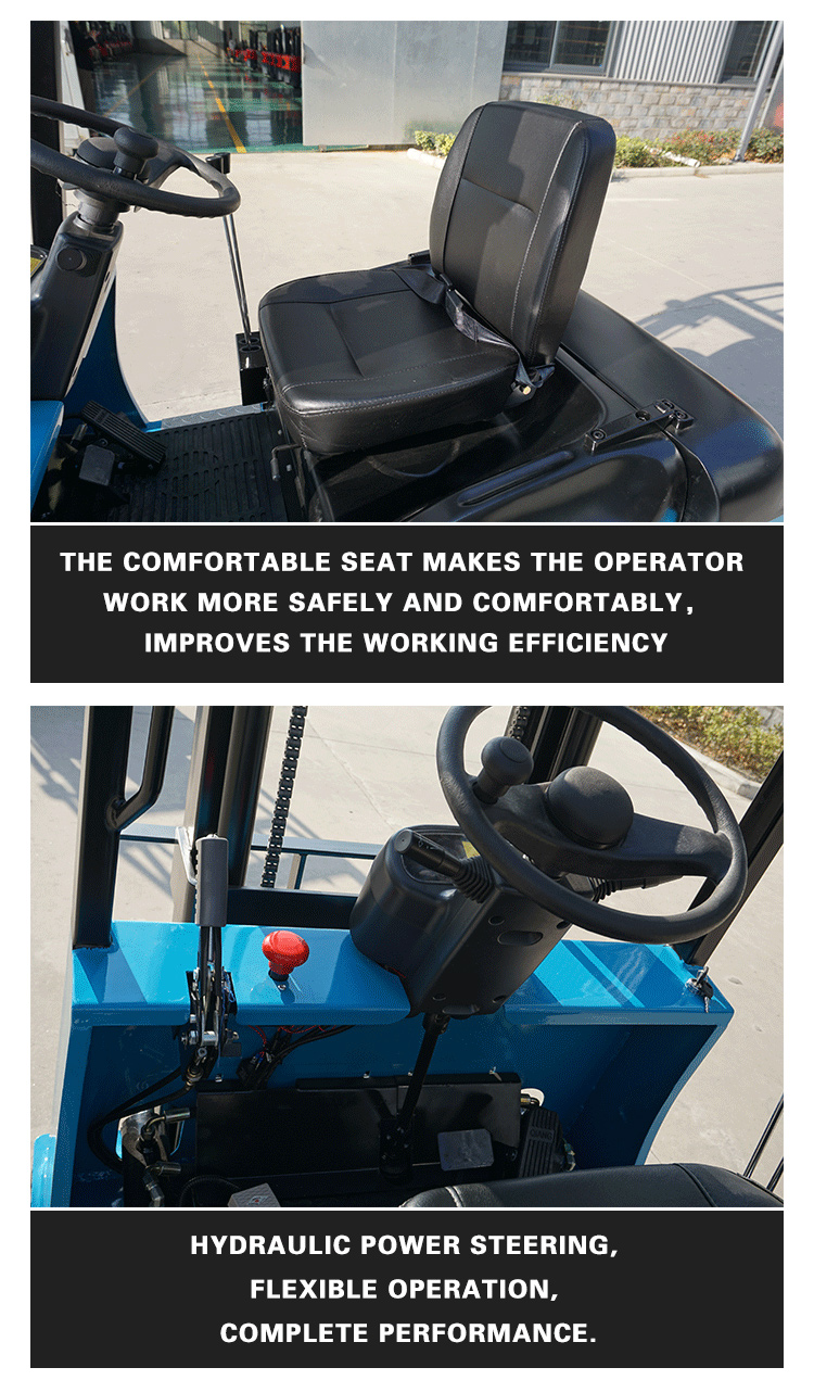 1.5 Ton 2 Ton Electric Forklift Truck 3 Meter Solid Rubber Wheels