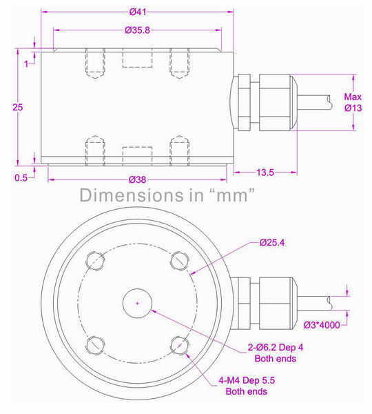 flange to flange load cell 1kN 2kN 5kN 10kN 20kN