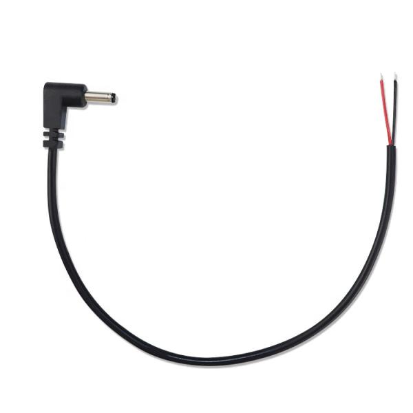 Customization 90 Degree Angle DC Barrel Jack Male 3.5x1.35mm to Stripped Tinned Wire Pigtail Bare End Cable