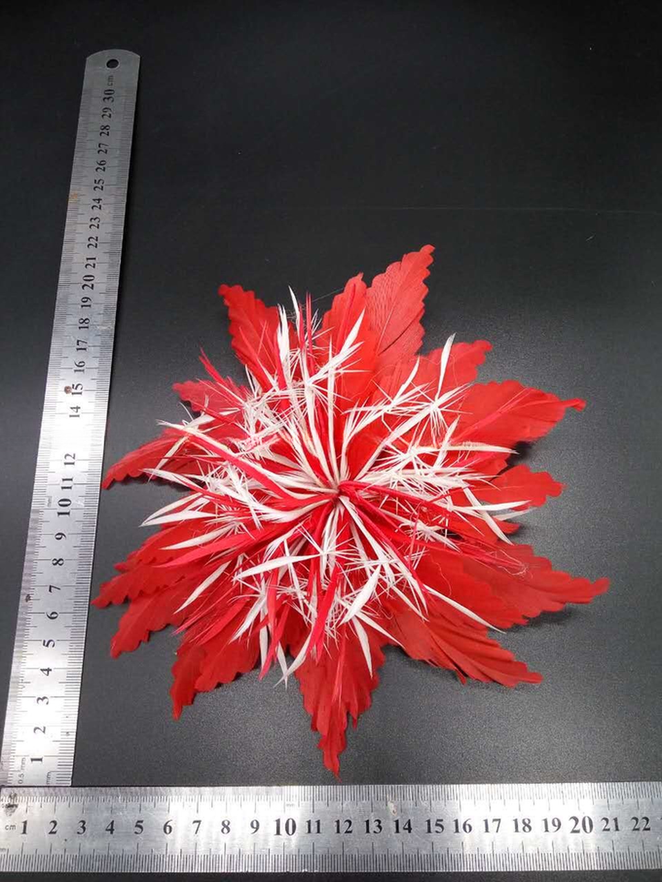 Wire Accessory for Floral Arrangements on Dyed Pattern Goose Feather Flower Mount