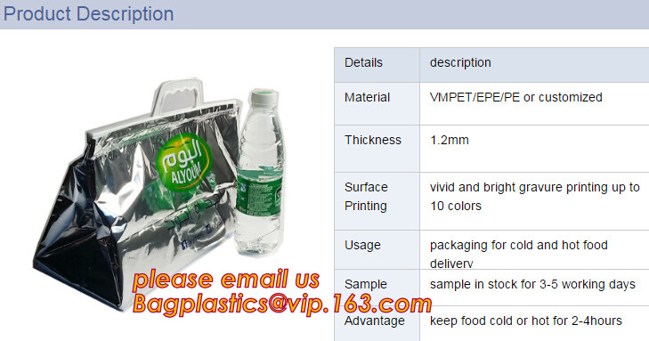 Custom Packing Aluminum Foil Zip-Lock Grocery Handle Thermal Insulation Cooler Bag For Outdoors,Promotional Insulated La