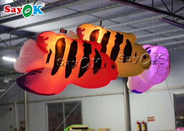 Big Oxford LED Inflatable Flying Fish For Amusement Parks
