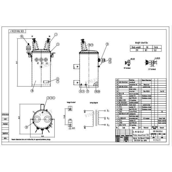 Medium Voltage 10KVA Oil Immersed Single Phase Pole Mounted Transformer Power Transformer 12470V To 120V