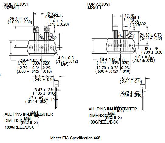3329H-1-103LF Resistance 3329 - 1/4 Round Trimming Potentiometer