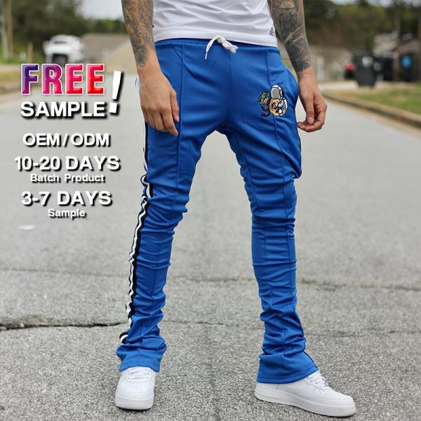 Quality OEM Custom Embroidery Print Logo Slim Fit 100 Cotton Heavyweight Stacked Flared Sweat Pants Track Pant Sweatpants Men for sale