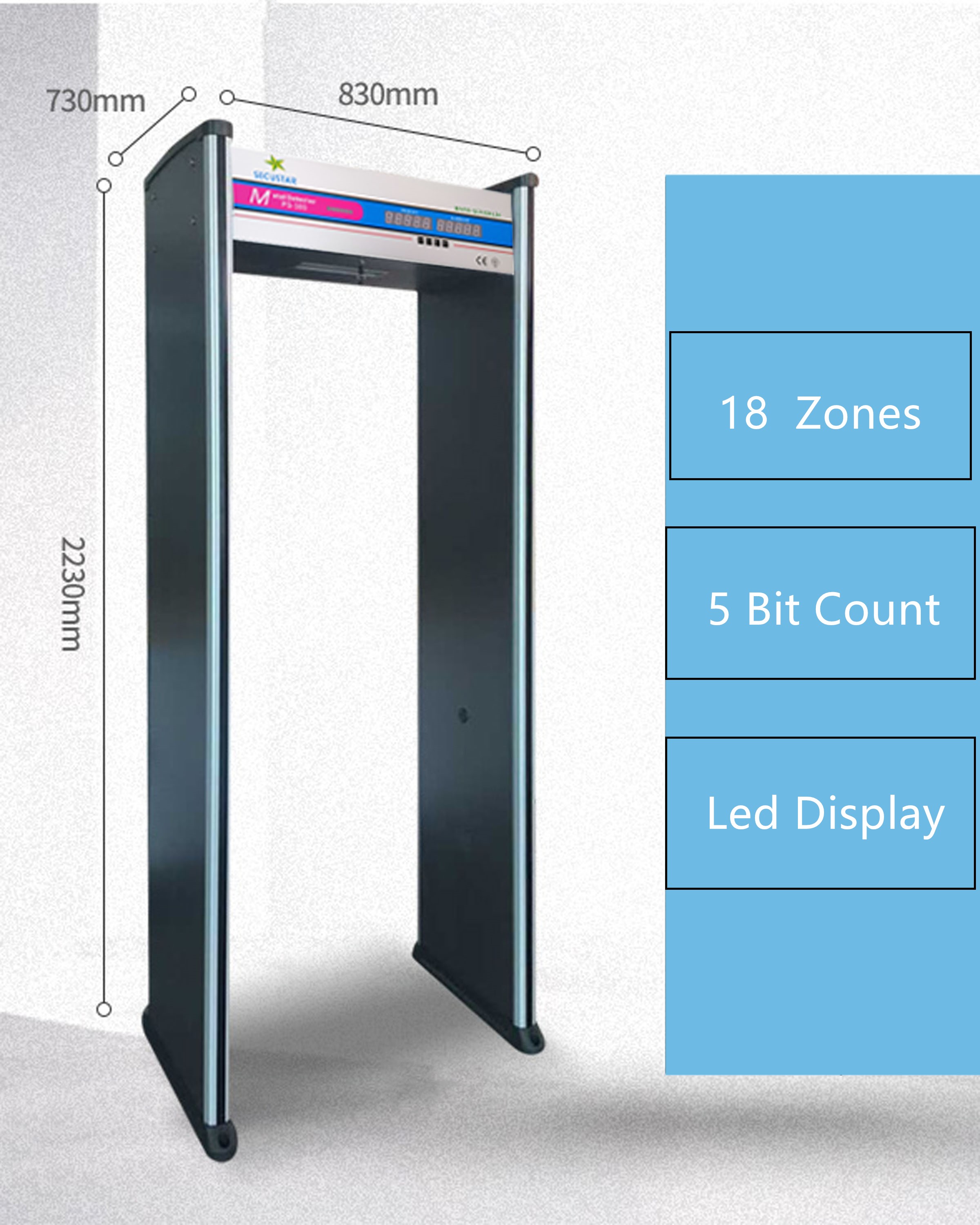 Government Office Multi Zone Door Frame Metal Detector With 720-900 Mm Inner Width