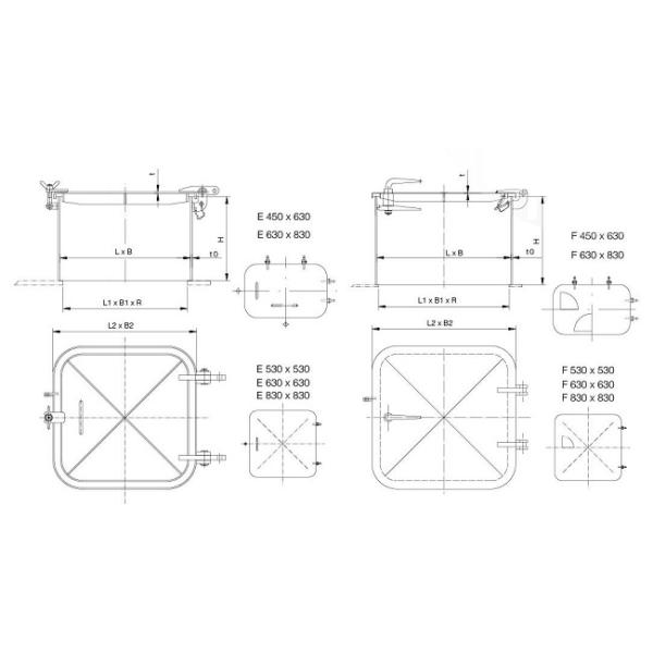 CB/T 3728 Type F None Weathertight Small Steel Hatch Cover with Dog Marine Outfitting