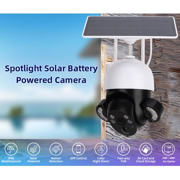 6W Solar Panel Battery Security Camera 2K 5dbi Dual Antennas Solar Surveillance Camera