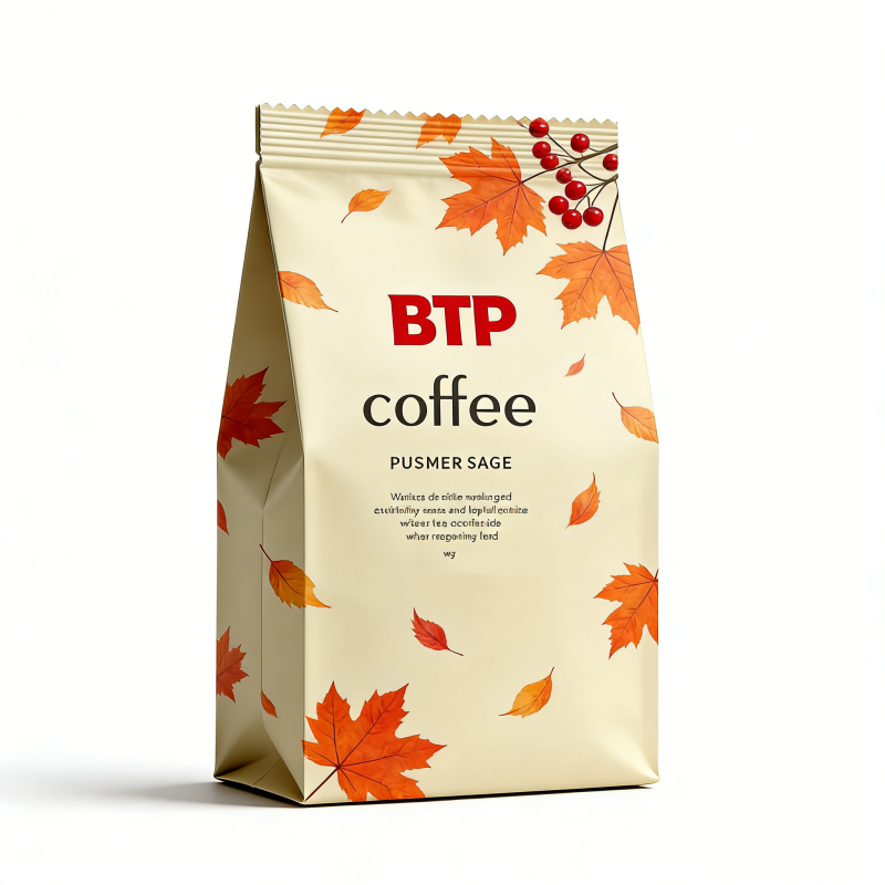 Custom Moisture-Proof Food Grade Coffee Stand-Up Bags Coffee Bean Pattern Resealable Packaging for Long-Lasting Freshness