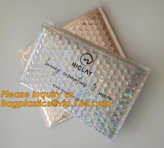 Cosmetic Slider Zip lockk Bubble Bags Bubble Slide Pouch,Zip lockk esd bubble bag bubble packaging wrap cosmetic pouch slide