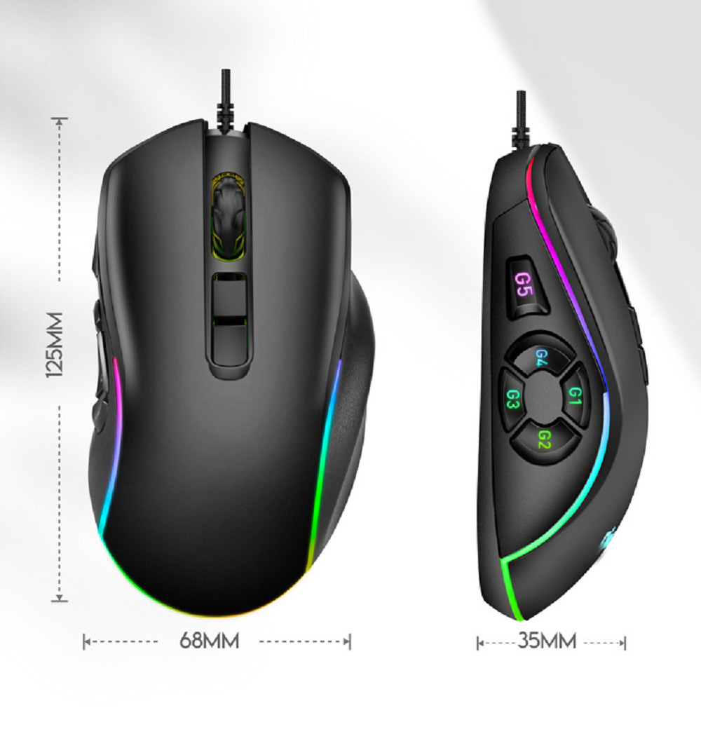12800 DPI 10 Programmable Keys Mouse 12 Lighting Modes Compatible With Multiple Systems For Gamers Professionals Etc