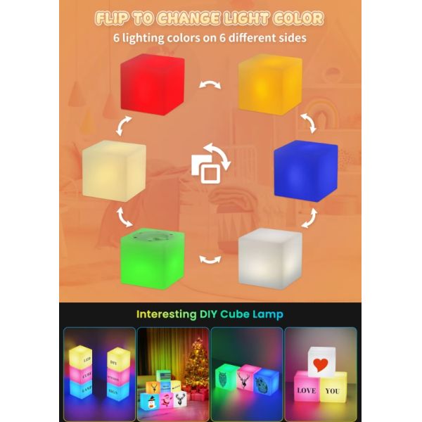 Kids LED Night Light - Rechargeable Table Lamp - Portable Outdoor Ambiance Light - Safe Plastic for Children's Bedroom & Camping