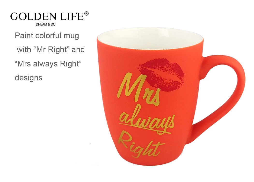 400ml Fine Bone Mr Right Ceramic Coffee Mugs AB Grade