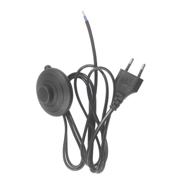 Quality 6FT CEE 7/16 To Stripped End Salt Lamp Power Cord With Foot Switch Himalayan Cord for sale