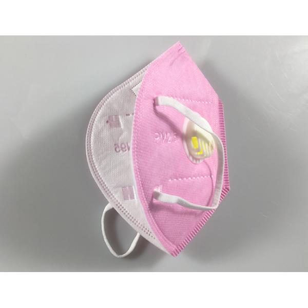 Disposable GB2626-2006 KN95 Earloop Face Mask With Valve In Pink