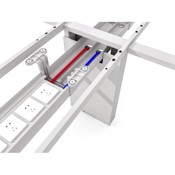 MC3.0 Office Double Sided Four Person Workstation With Monitor Arms Triangular Tube