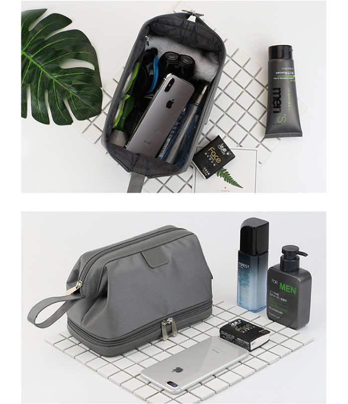 Canvas Mens Travel Wash Bag , Promotional Men'S Leather Shaving Kit Bag