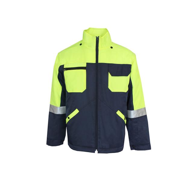 345 GSM Lightweight Quilted Jacket Fluorescent Green Contrast Navy