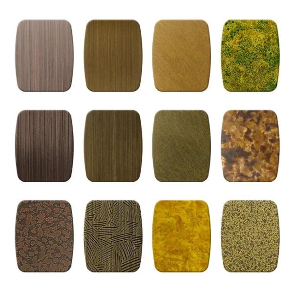 Retro Etched Stainless Steel Sheet Wall Decoration Panel Antique Bronze Rose Red Color