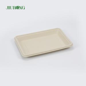China PLA Biodegradable Bagasse Tableware Dish Fast Food Serving Tray wholesale