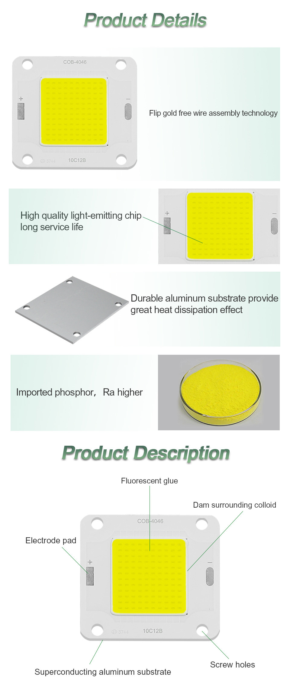 DC Integrated COB LED Module 50W CCT 6000K Led Street Light Module