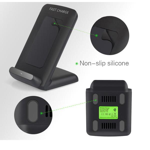 Ergonomic Standing Wireless Charger Space Saving Led Light Indicator