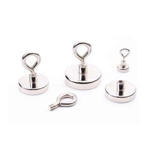 Buy cheap Nickel Coated Pot Neodymium Magnet Heavy Duty OEM With Eyebolt from wholesalers