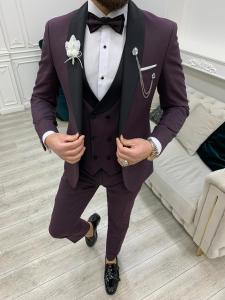 China Wedding Red Mens Tuxedo 65% Polyester 32% Viscose 3% Lycra wholesale