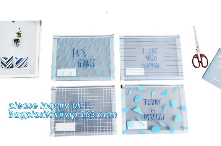Promotional Low MOQ colorful A5 size matte waterproof mesh PVC file pocket folder/document bag with zipper and custom lo
