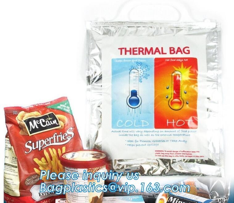 Custom Packing Aluminum Foil Zip-Lock Grocery Handle Thermal Insulation Cooler Bag For Outdoors,Promotional Insulated La