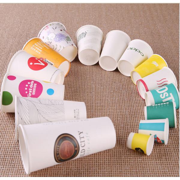Custom Printed Single Wall Paper Cups For Cold Drinking With Plastic Lids