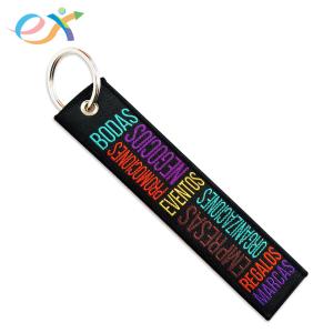 China Promotion Custom Fabric Keychains , Rectangle Fabric Key Tags For Gifts wholesale