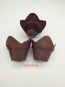 China Cake Mold Brown Tulip Cupcake Liners , Tulip Baking Papers Food Grade 4.5cm Bottom wholesale